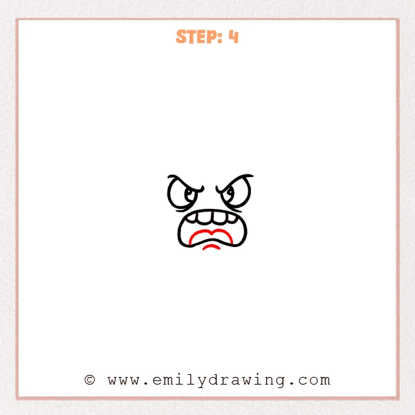 how to draw an angry face - Step 4